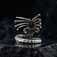 Front view of the silver Facehugger Xenomorph ring highlighting articulated details