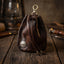 Handcrafted full-grain leather belt pouch with antique Buffalo Nickel concho and leather cord drawstring closure
