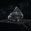 ace of spades gothic ring close-up with dark smoke background
