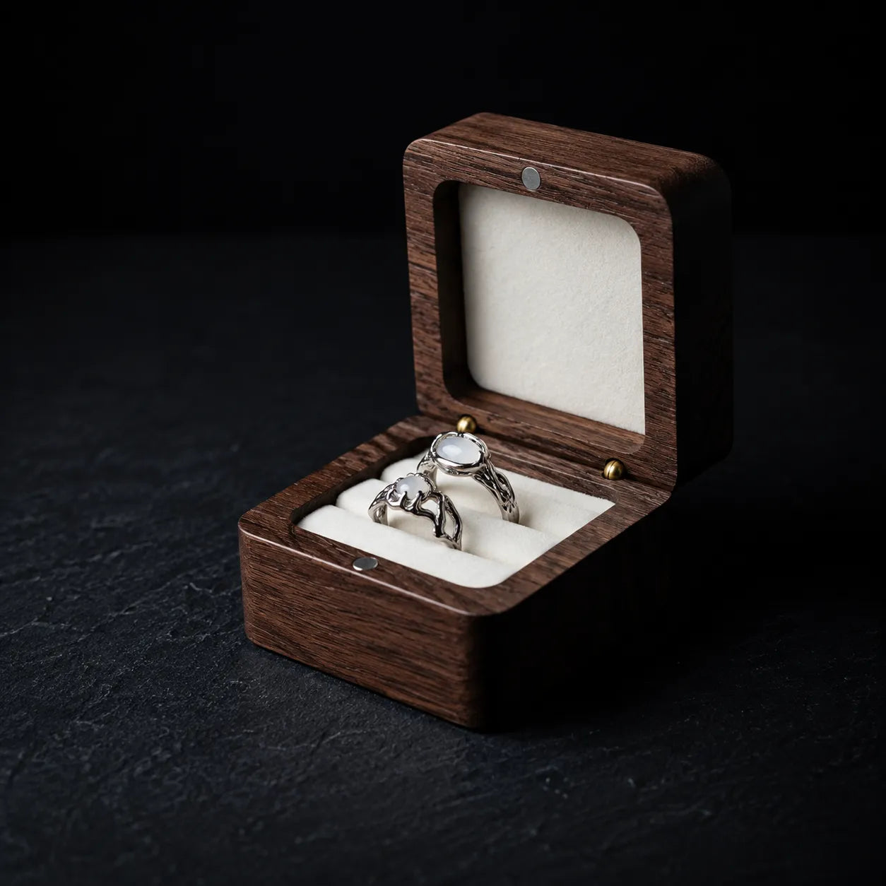 Walnut Magnetic Double Ring Box Secondary image