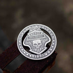 Winged Skull Biker Crest Hobo Coin Necklace