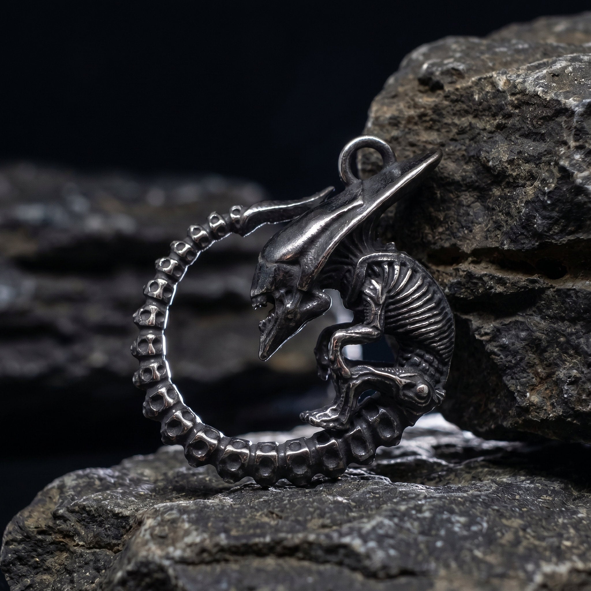 biomechanical pendant stainless steel jewelry
