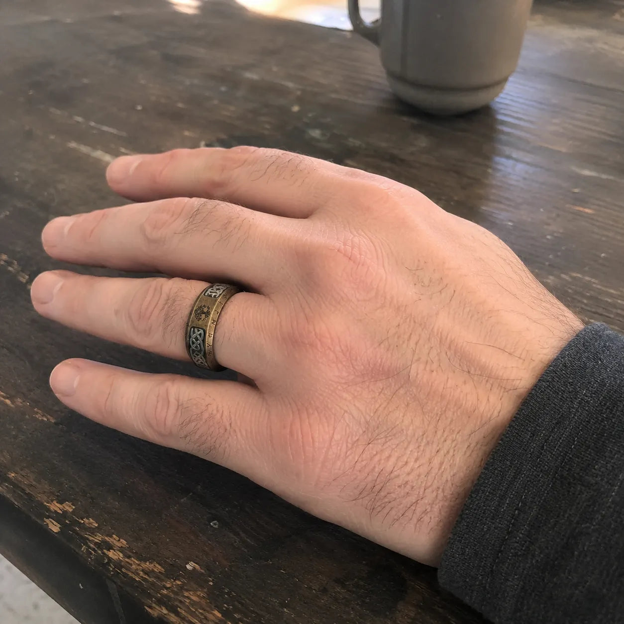 Antique Gold Viking Rune Band Secondary image