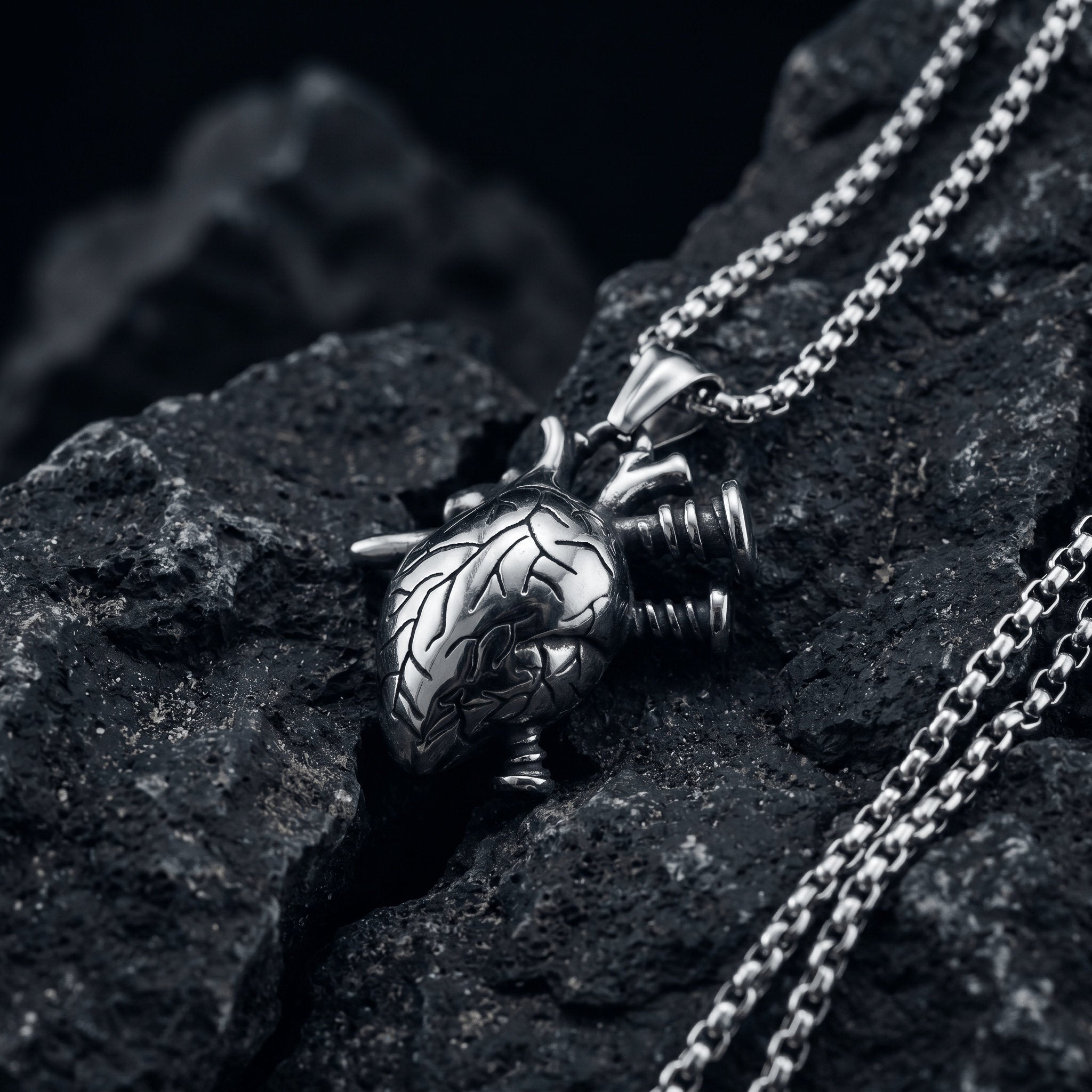 dark aesthetic heart necklace with nails