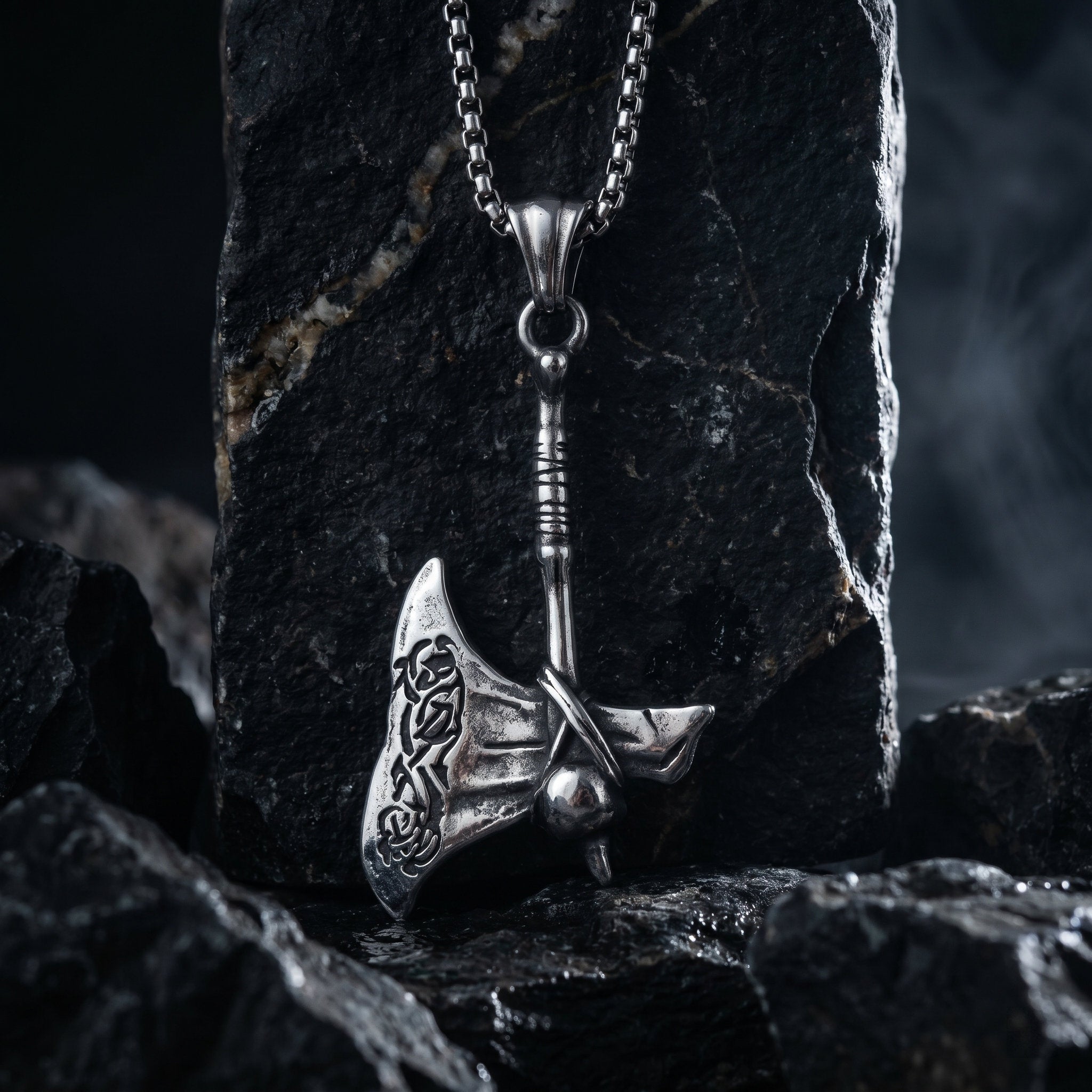 viking axe pendant necklace antique silver norse symbol jewelry