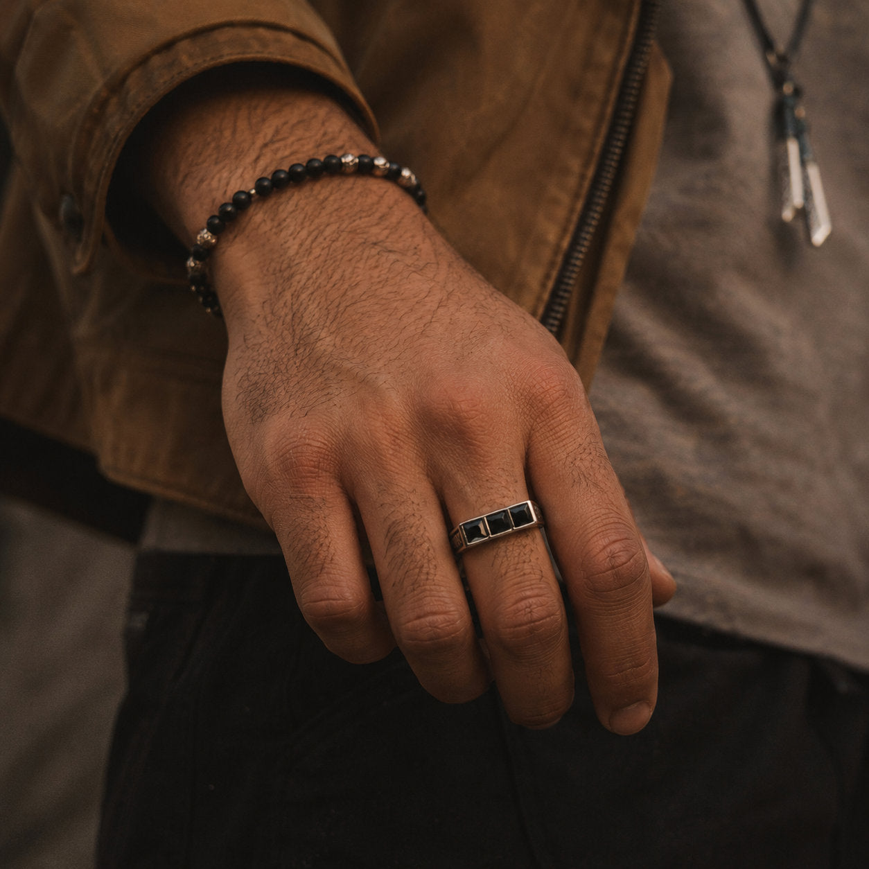 Rune Triple-Stone Signet Ring Secondary image