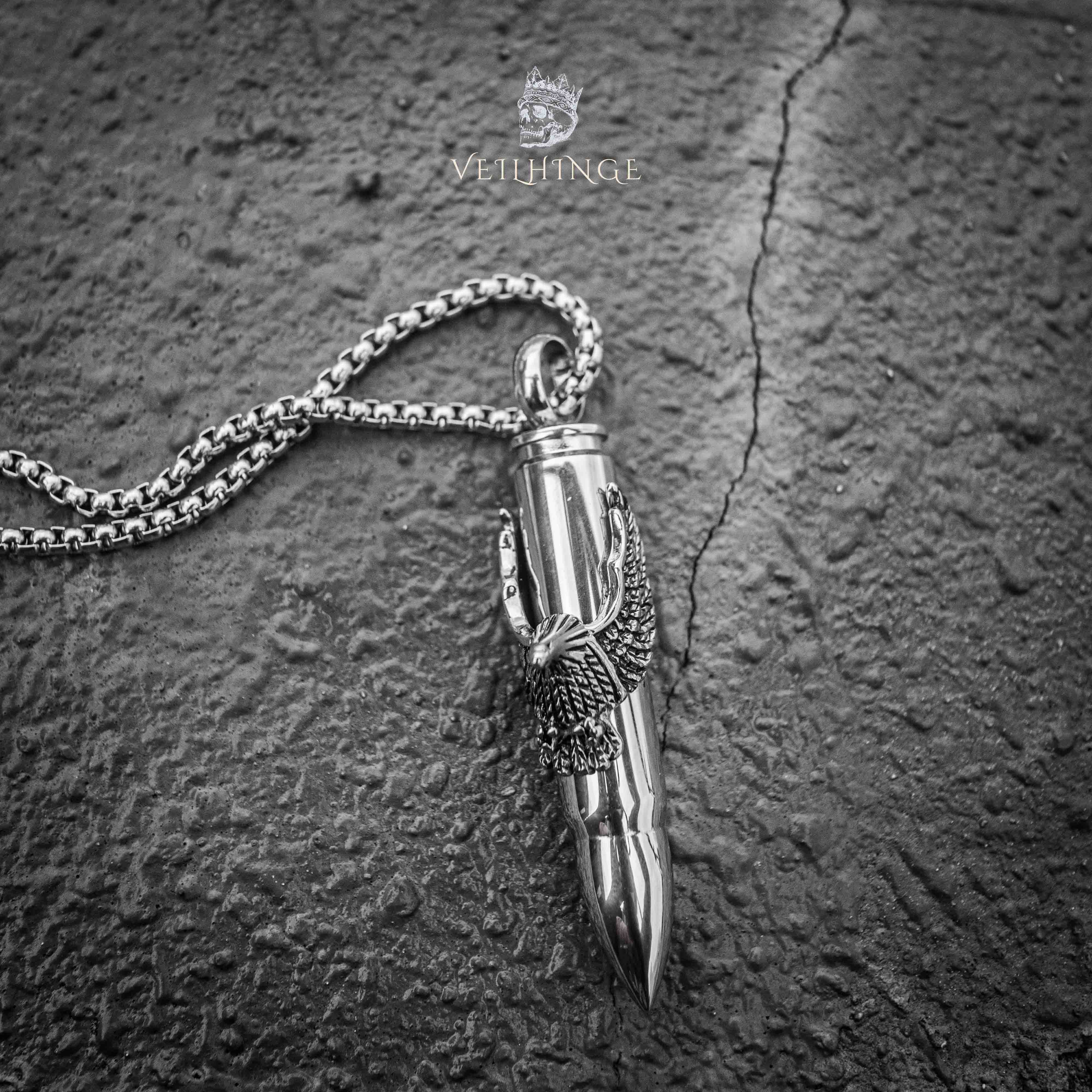 Eagle Talon Bullet Pendant Necklace – Biker Dark Aesthetic Secondary image