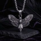 death moth pendant necklace antique silver gothic jewelry