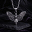 death moth pendant necklace antique silver gothic jewelry