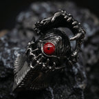 mechanical claw ring with red eye detail gothic jewelry
