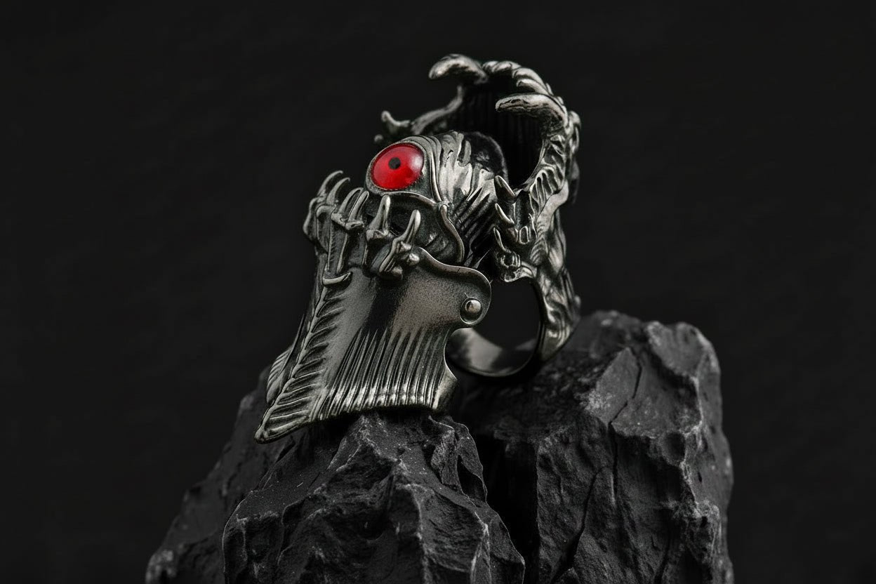 Demonic Eye Claw Ring – Gothic Opening Fang Joint Ring Imagen secundaria del producto