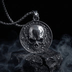 double sided skull pendant necklace antique silver stainless steel gothic jewelry