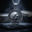 front view skull pendant necklace detailed carving antique silver gothic style jewelry