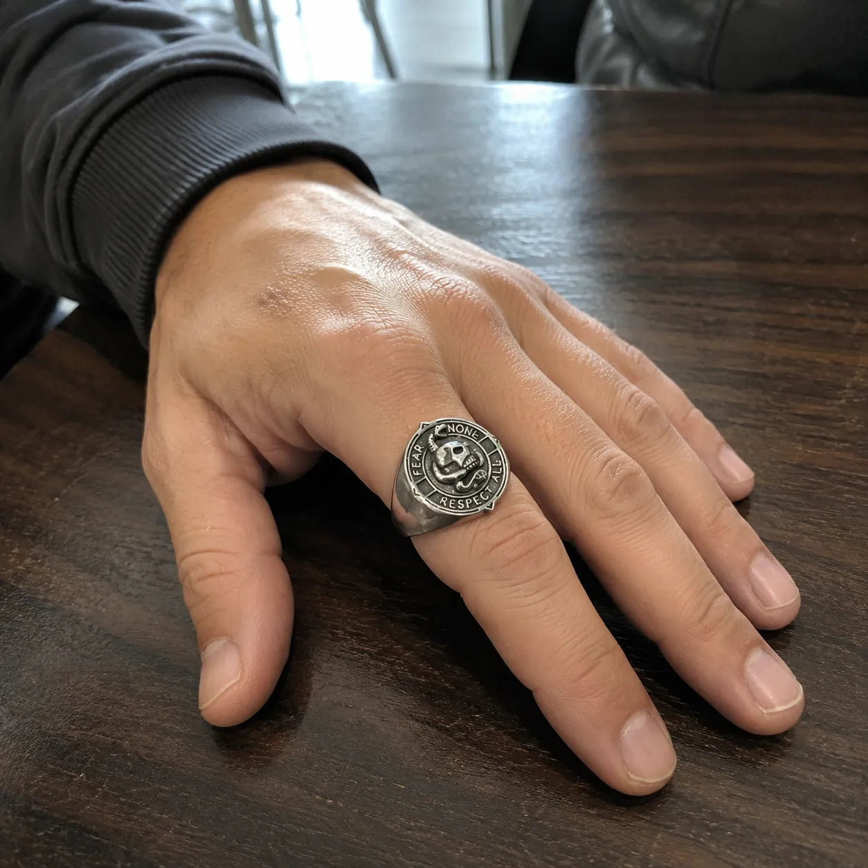 Fear None Respect All Skull Signet Ring Secondary image