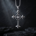 gothic cross pendant with crystal antique silver necklace