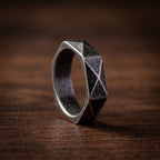 angular faceted ring stainless steel minimalist geometric band