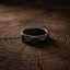 faceted geometric ring stainless steel vintage band front view