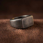 minimalist square signet ring matte stainless steel vintage band ring