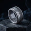 viking rune spinner ring close up stainless steel rotating band