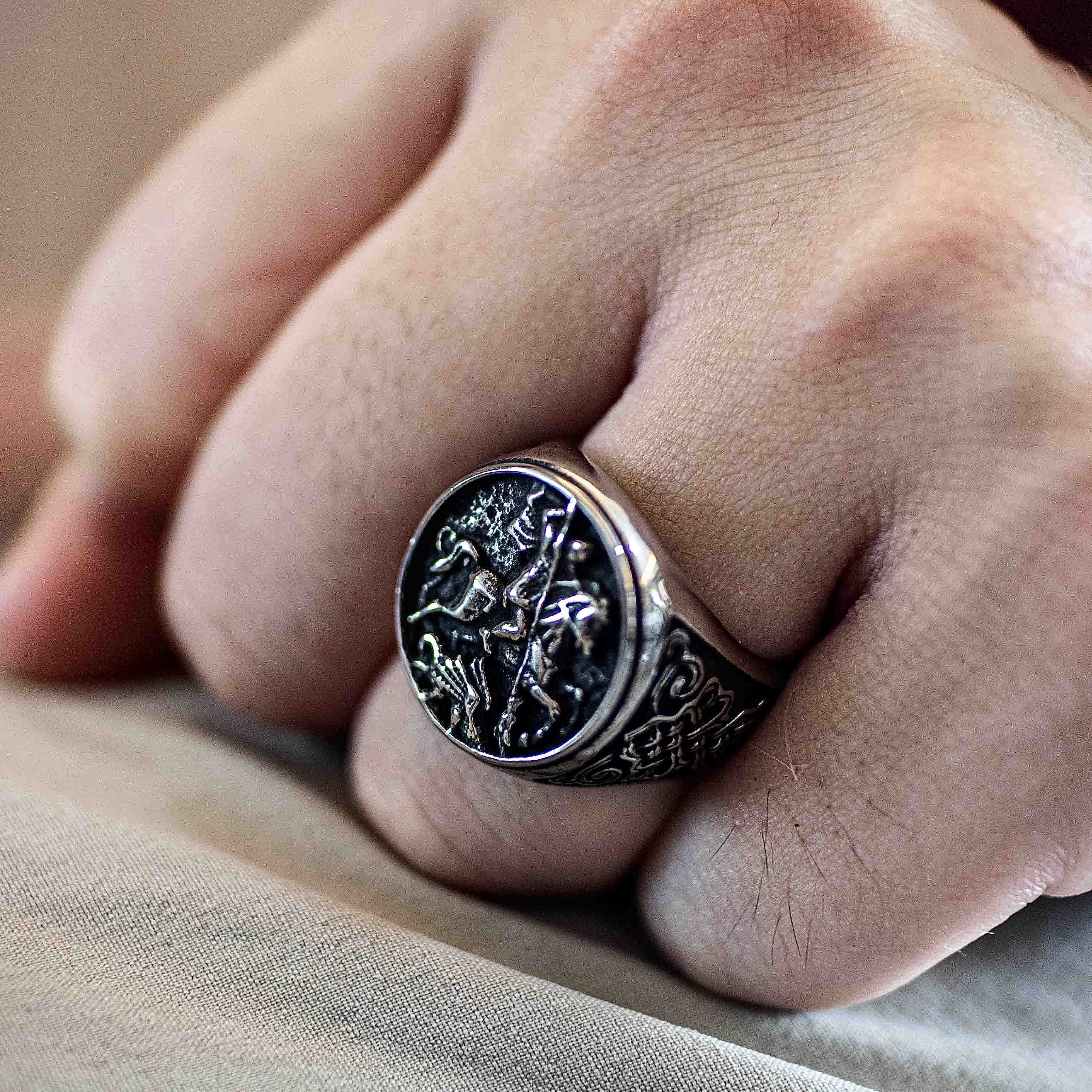 Saint George Dragon Slayer Signet Ring Secondary image