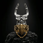 skull stag beetle ring gothic adjustable horned insect skeleton ring stainless steel dark aesthetic jewelry