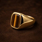 Gold-Tone Tiger Eye Signet Ring