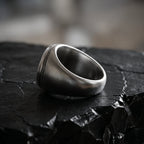 stainless steel signet ring band detail minimalist vintage ring design
