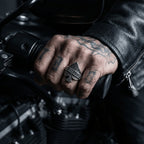 gothic spade ring worn on hand biker style aesthetic