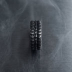 armor style band ring vertical detail textured stainless steel