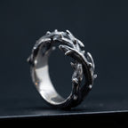 gothic thorn band ring stainless steel texture and spikes detail