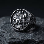 medieval knight signet ring stainless steel