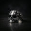 fleur de lis skull ring gothic oxidized silver statement ring engraved band