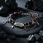 Veilhinge Gothic Cross Chain Choker with black red leather and spiked details