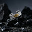 Veilhinge Gothic Eye Ring with gold eye symbol and silver carved details