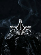 Veilhinge Gothic Skull Upper Jaw Ring - separable top part with intricate teeth and nose bone details
