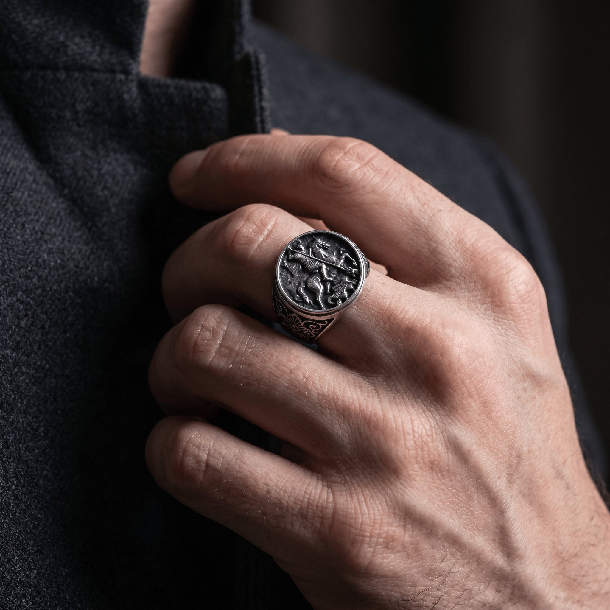 warrior relief ring dark aesthetic jewelry wear in finger