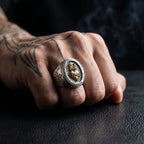 gothic sacred heart ring worn on hand stainless steel christian signet ring
