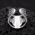 polished stainless steel ring saint benedict medal engraving detail backview