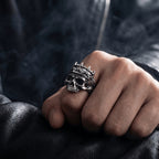 gothic skull crown ring stainless steel worn on hand biker style