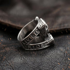 stainless steel skull ring engine design engraved live to ride detail