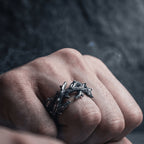 barbed thorn ring worn on hand dark aesthetic stainless steel ring