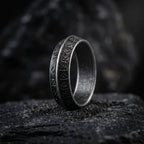 Viking rune engraved ring oxidized texture