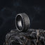 nordic woven ring stainless steel band with rune engraving dark minimal style