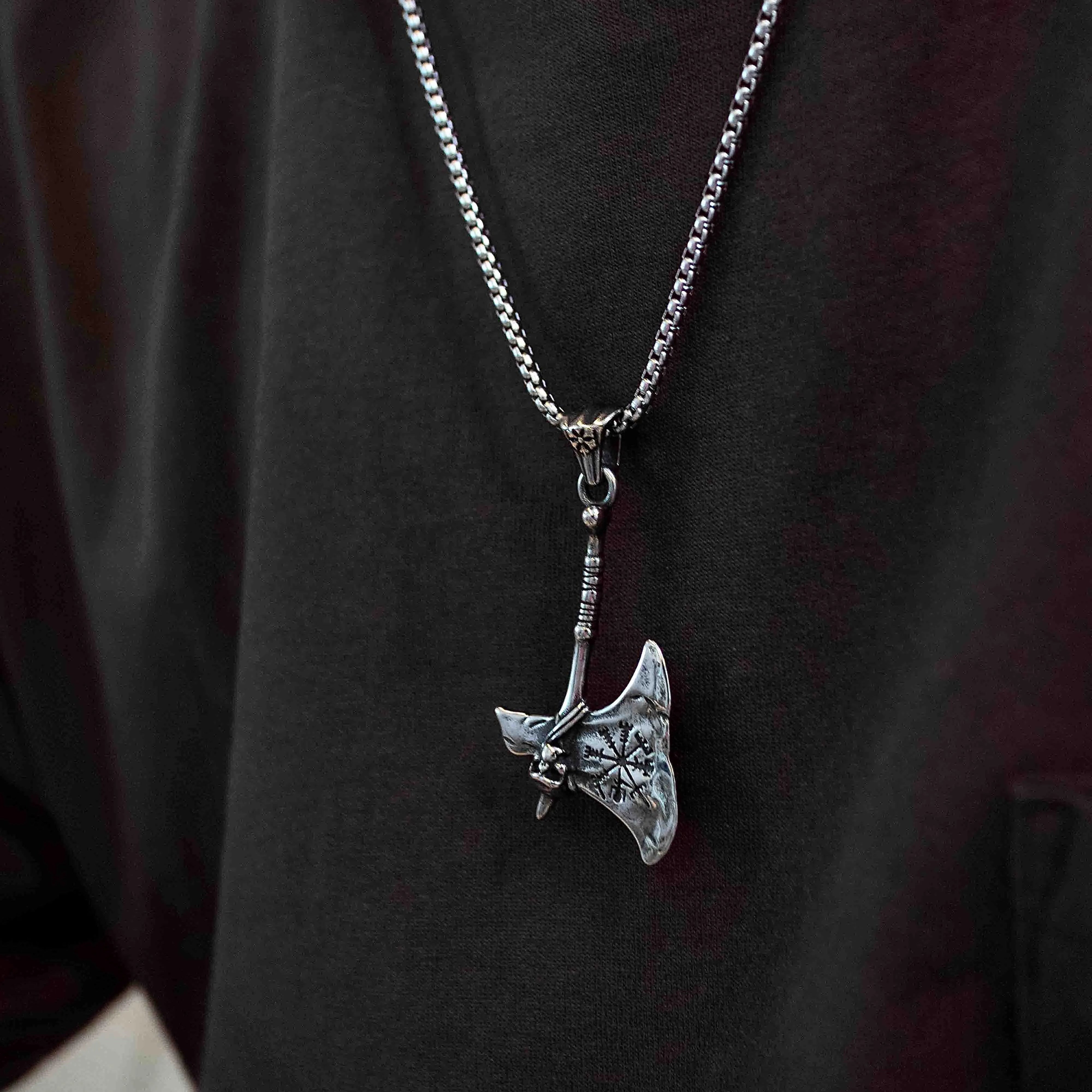 Vegvisir Skull Axe Necklace Secondary image