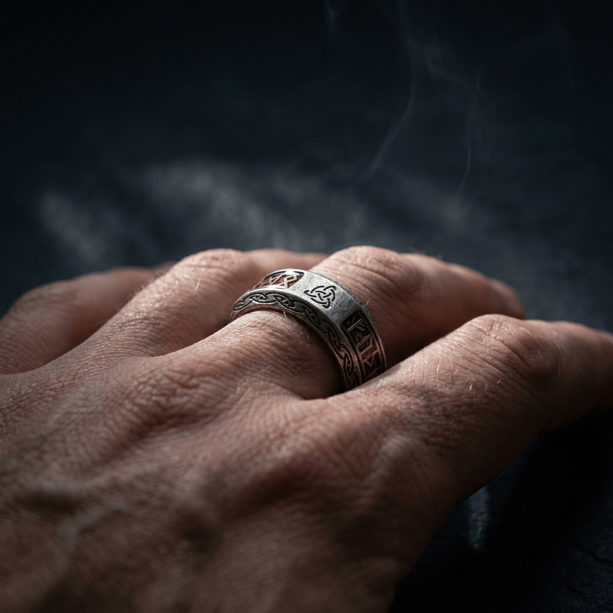 viking ring worn on hand minimal nordic style